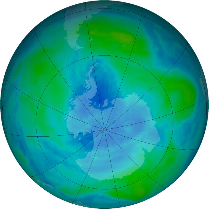 Antarctic ozone map for 02 March 1986